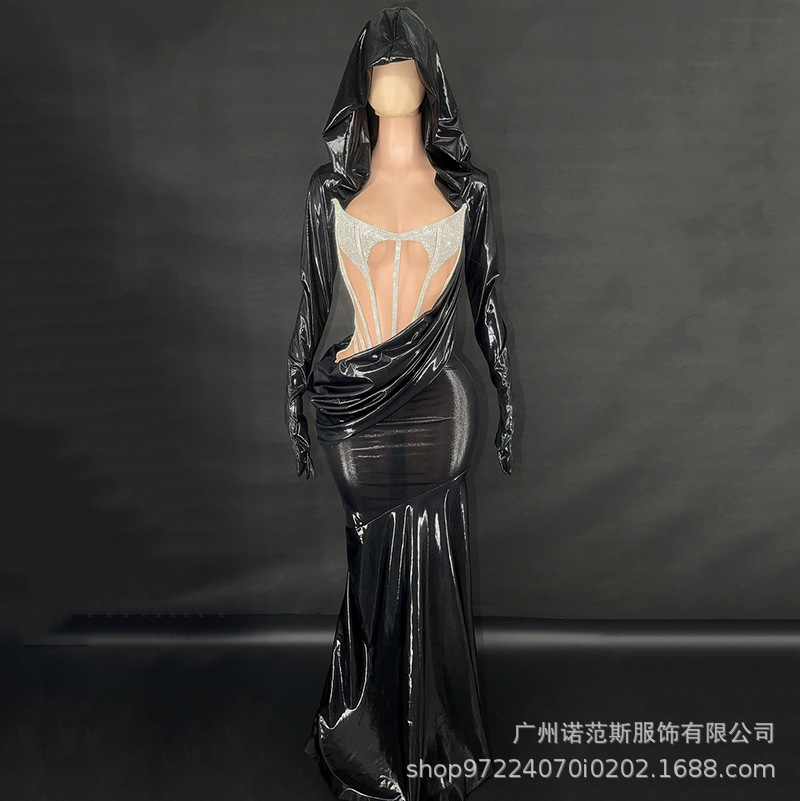 High-end fishbone tube top design fashion suit annual meeting women's high-end dress model catwalk performance clothing