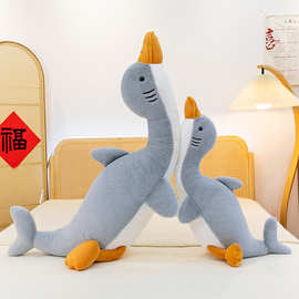 新款鲨鱼鸭趴睡枕毛绒玩具可爱鸭子公仔娃娃抱枕床上陪睡玩偶新年