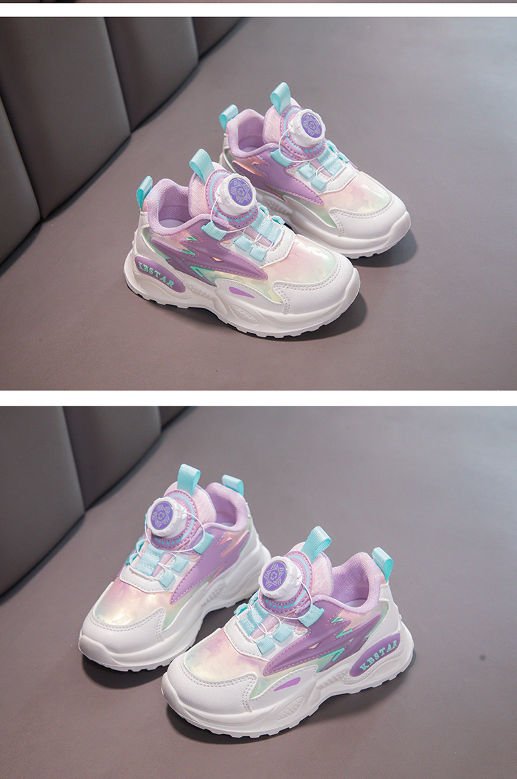Baskets de course imperméables en cuir pour filles avec bouton_voghion.com