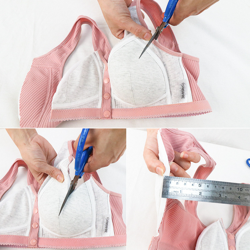 Nuevo hilo de tela de algodón frente hebilla ropa interior de las mujeres chaleco creativo de mediana edad y ancianos más el tamaño sujetador inalámbrico