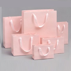 スポット卸売肥厚純光ピンクと白の段ボール袋衣類包装袋ギフトハンドバッグお土産寿恒紙袋