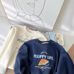 春秋款圆领卫衣白色长袖宽松2025超火无帽初中高中学生上衣女6271