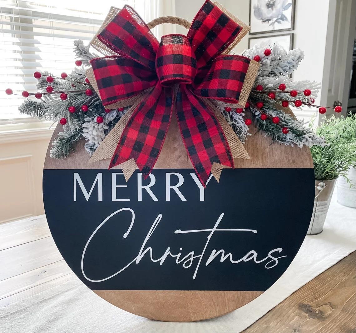 Weihnachten holz tür hängen anhänger Weihnachten front tür hof tor hintergrund wand dekoration anhänger_voghion.com