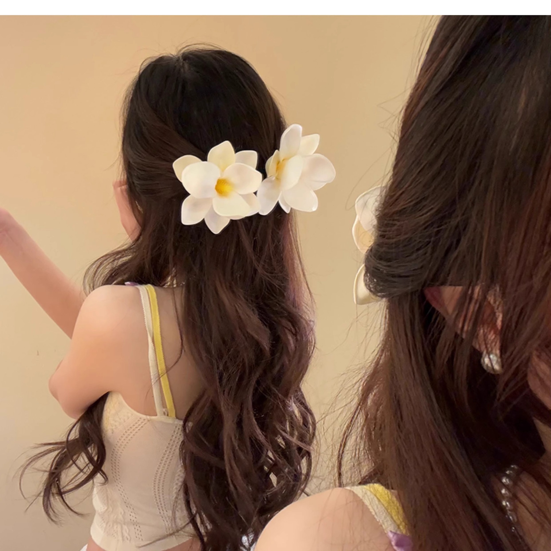 Frangipani tela flor horquilla moda femenina todo fósforo clip de boca de pato lateral diseño de nicho temperamento estilo vacaciones accesorios para el cabello
