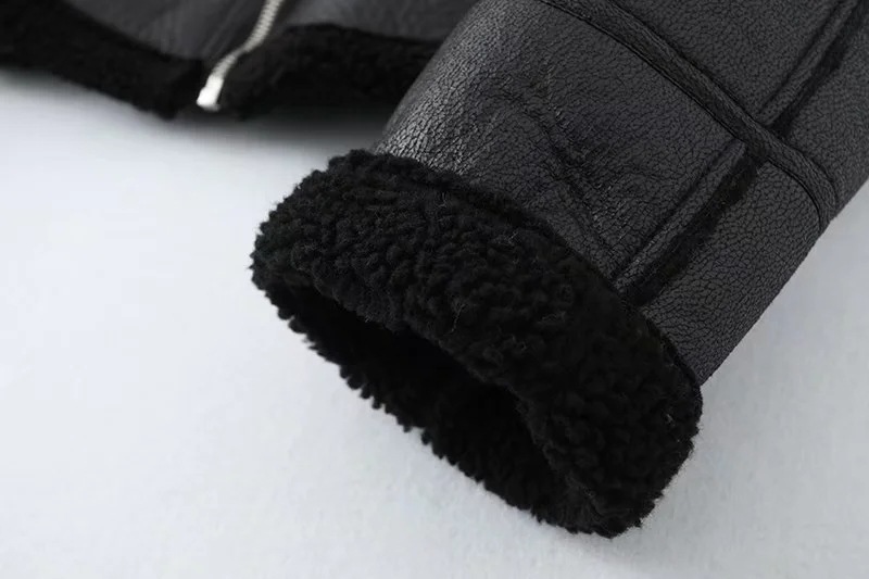 Urban casual, fashionable and simple faux leather jacket, a new winter top for women, a loose and slimming European and American style coat pic 7