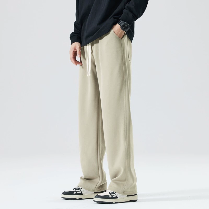 Мужские спортивные брюки прямого кроя от американского бренда, осенние повседневные длинные брюки, свободные широкие брюки с драпировкой, осенне-зимние на флисовой подкладке.