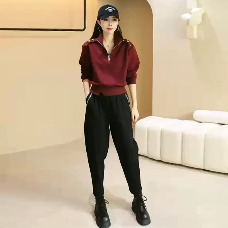 欧货休闲时尚运动套装女秋冬小个子气质减龄长袖卫衣束脚裤两件套