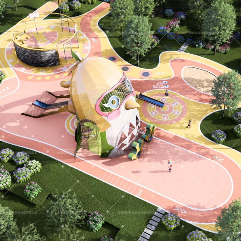 大型游乐场环形秋千儿童不锈钢滑梯景区精灵鸟非标滑梯户外攀爬网