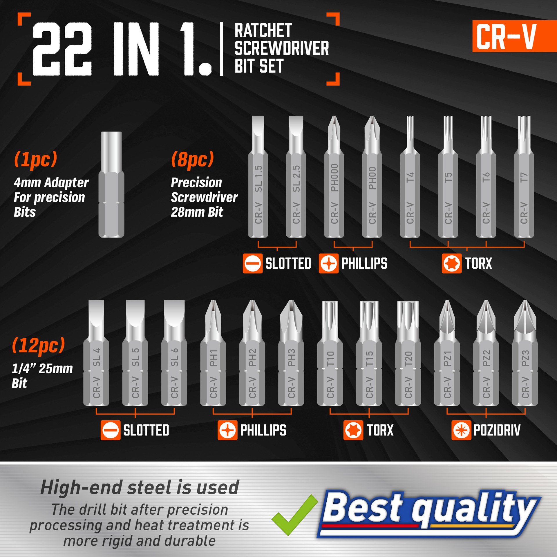 22 - en - 1 destornillador de trinquete multicabeza un destornillador de ciruela cruzada una pieza