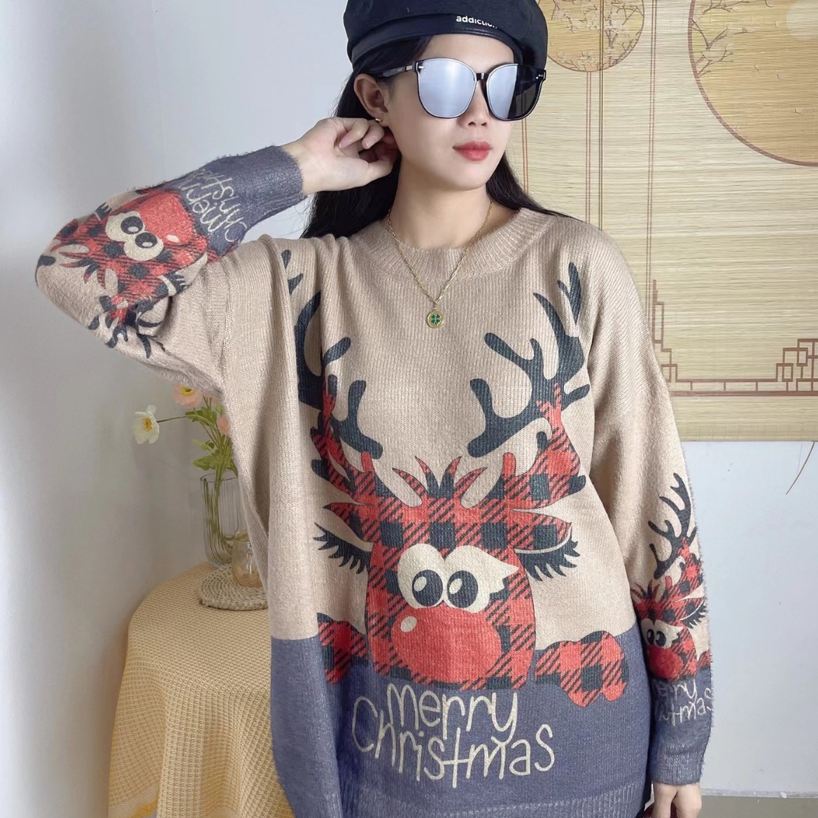 (2개) 스웨터 가공 맞춤형 디지털 인쇄 프라이드 컬러 디자인 센스 니트 스웨터 드로잉 및 샘플 인쇄 SHANTOU 소스 공장