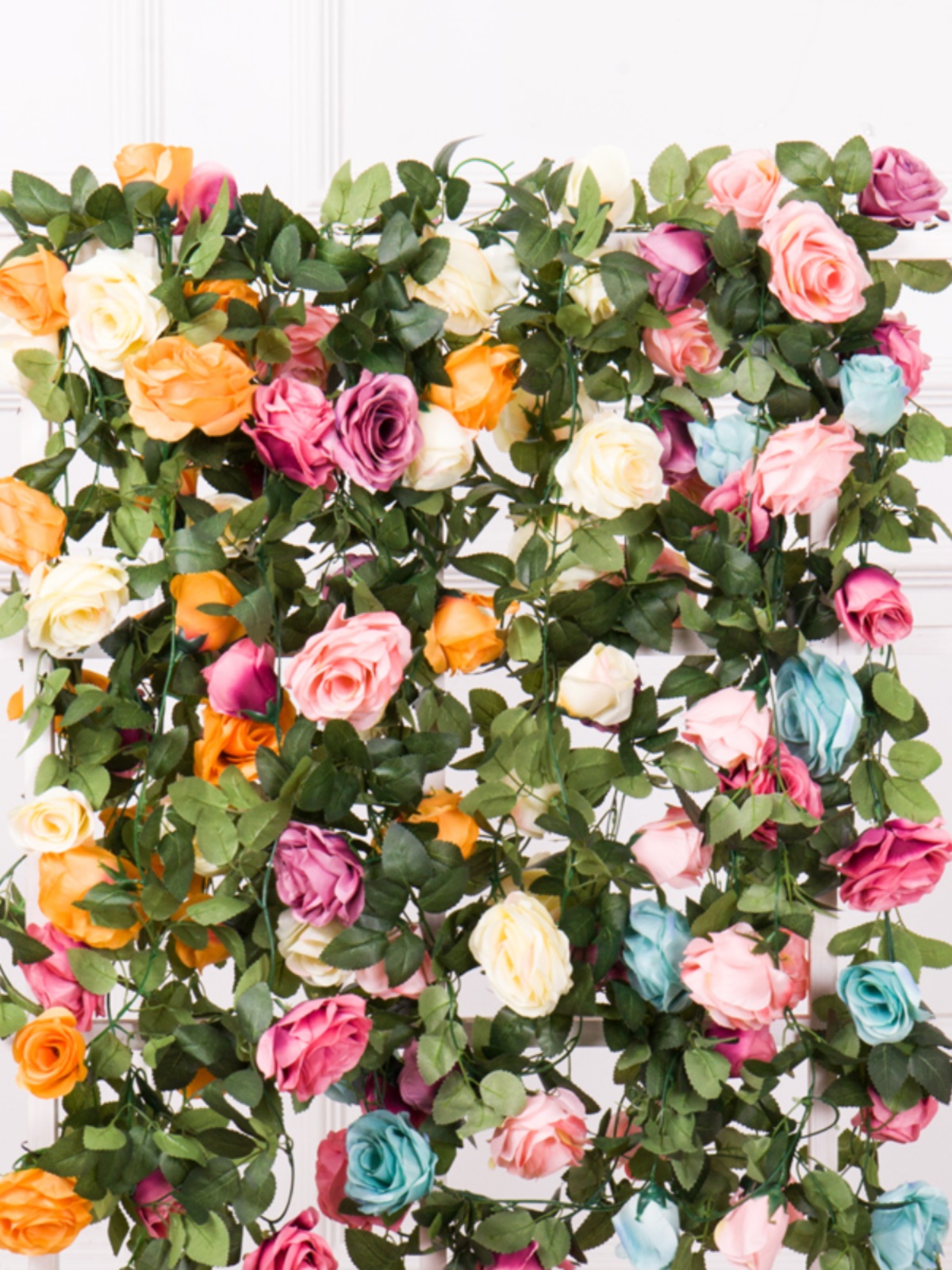 线遮挡管空调上的装饰花挂墙玫瑰花绢遮丑花藤蔓假花藤条塑料藤花