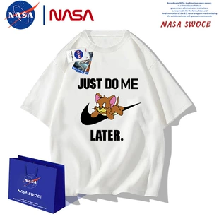 Семейная футболка NASA Том и Джерри хлопок 100% свободная лето