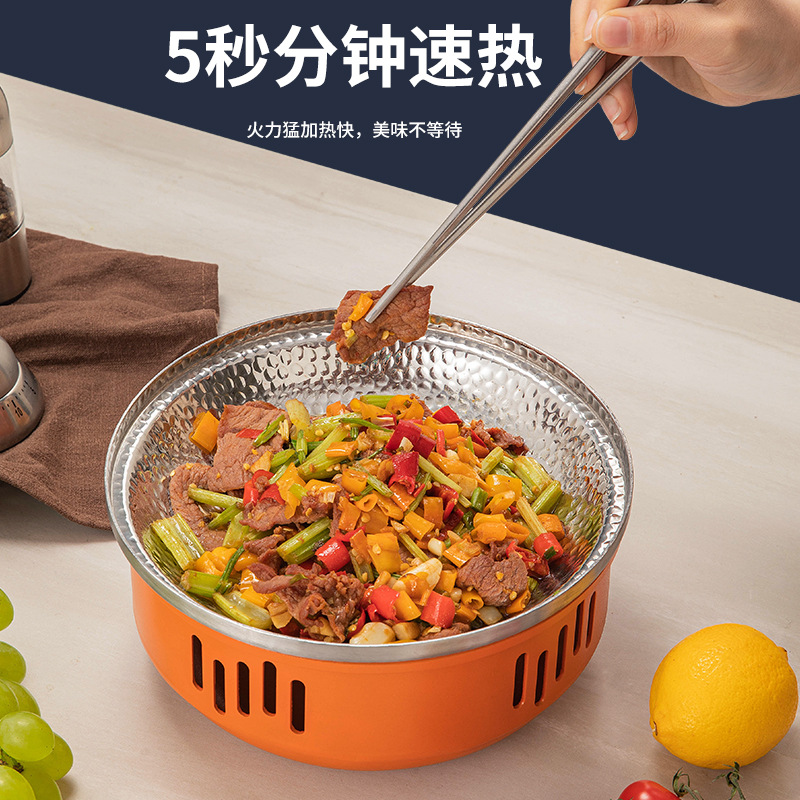 Stainless steel alcohol stove Chinese small hot pot household hard griddle pot warm soup stove solid bullfrog stove alcohol pot