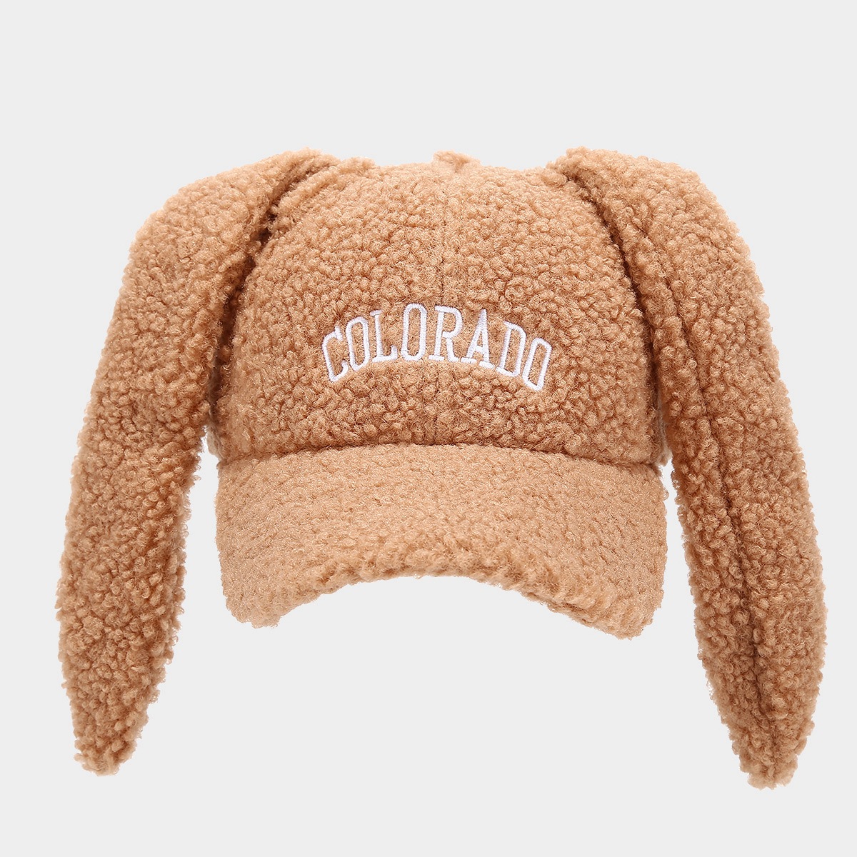 Líderes de moda de moda bordadas letras de peluche gorra de béisbol de peluche orejas de conejo adorables gorra de invierno