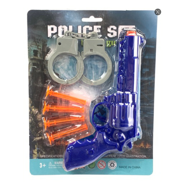 Police Toy Set: Baton, Handcuffs, Walkie-Talkie, Watch, Telescope, Police Badge, Whistle, Compass, Revolver, Soft Bullets