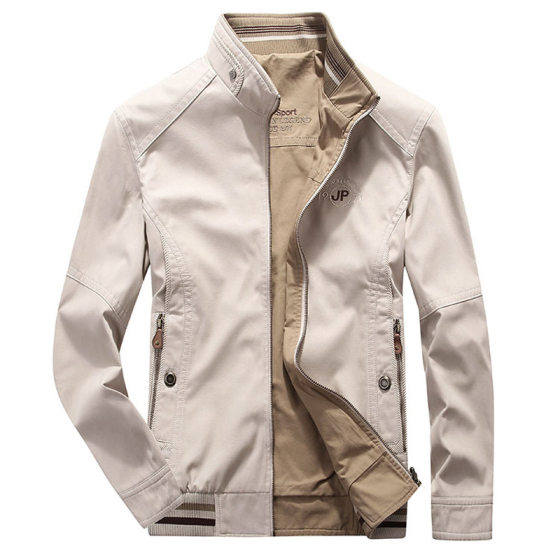 Double-Sided Jacket Men's Spring and Autumn Stand Collar Loose Large Size Middle-aged and Elderly Dad's Casual Double-Sided Workwear Jacket