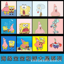 厂家批发跨境儿童diy数字油画卡通动漫手绘涂色油彩画海绵宝宝