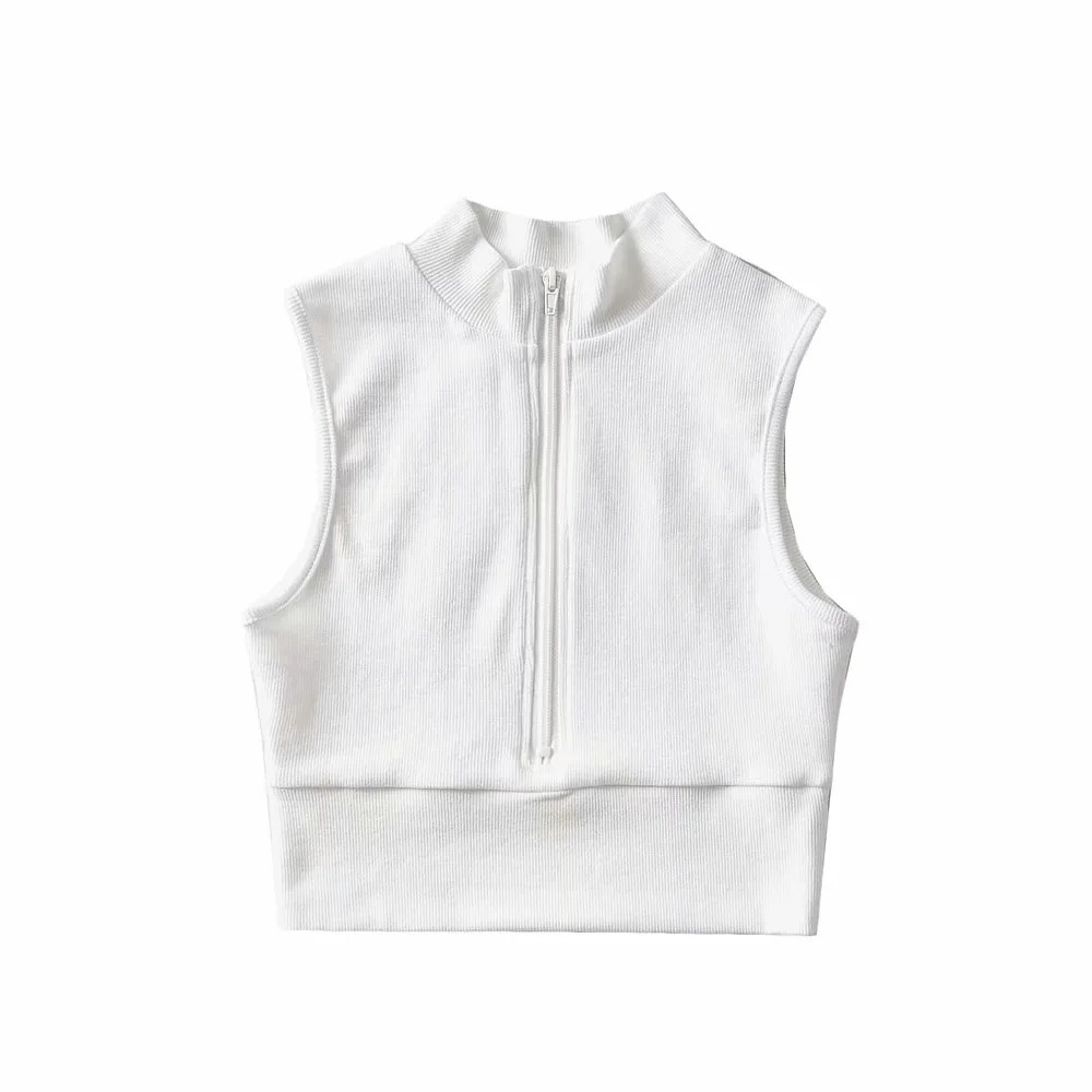 high neck tight-fitting zipper vest NSAC24886