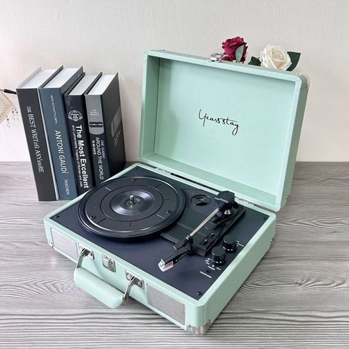Retro Birthday Gift Portable Record Player Creative Gift Bluetooth Speaker Suitcase Style Black Record Machine
