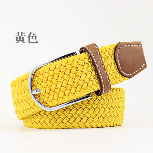 Extended Version Network Leisure Elastic Knitted Buckle Canvas Belt for Men and Women Student Elastic Belt