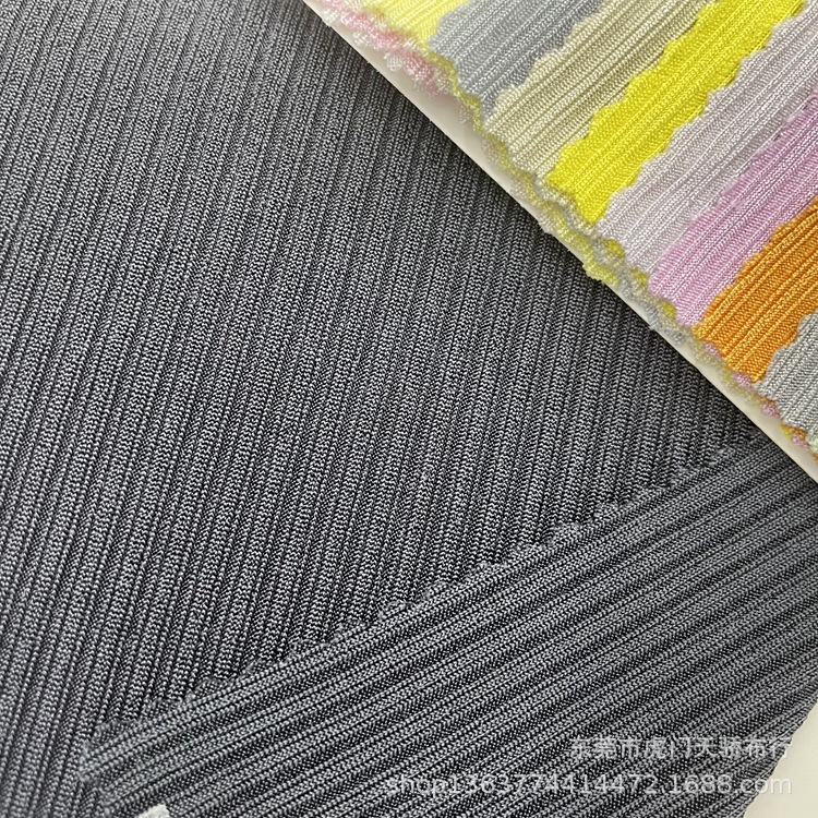 现货供应针织涤氨醋酸坑条 220克涤纶弹力琉璃条 时装泳装坑条布