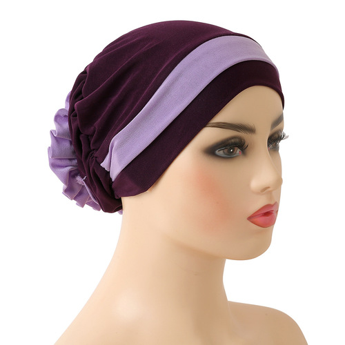 Fashionable two-color disc flower hat chemotherapy cap small cap bottoming cap H133