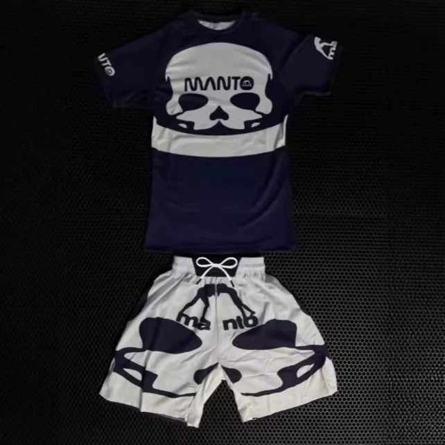 26 New Manto Jiu-Jitsu Sports Set for Men, Patterned Sun Protection Shirt and Shorts, Quick-Dry BJJ Training Outfit