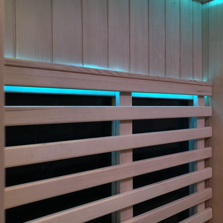 Habitación de vapor de sudor en forma de diamante de 1,5 m de tamaño doble para el hogar con luces de colores sala de ondas de luz infrarroja lejana