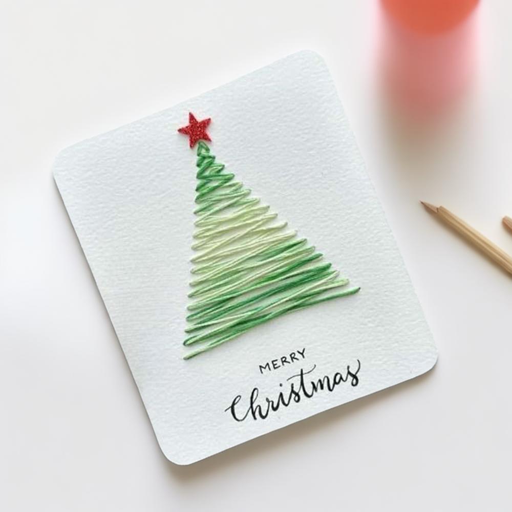 [자수 축하 카드] 크리스마스 트리 스타일 1
