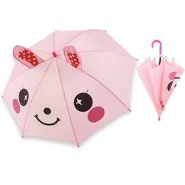 厂家批发可爱自动儿童伞雨立体耳朵伞幼儿园卡通晴雨伞可印广告伞