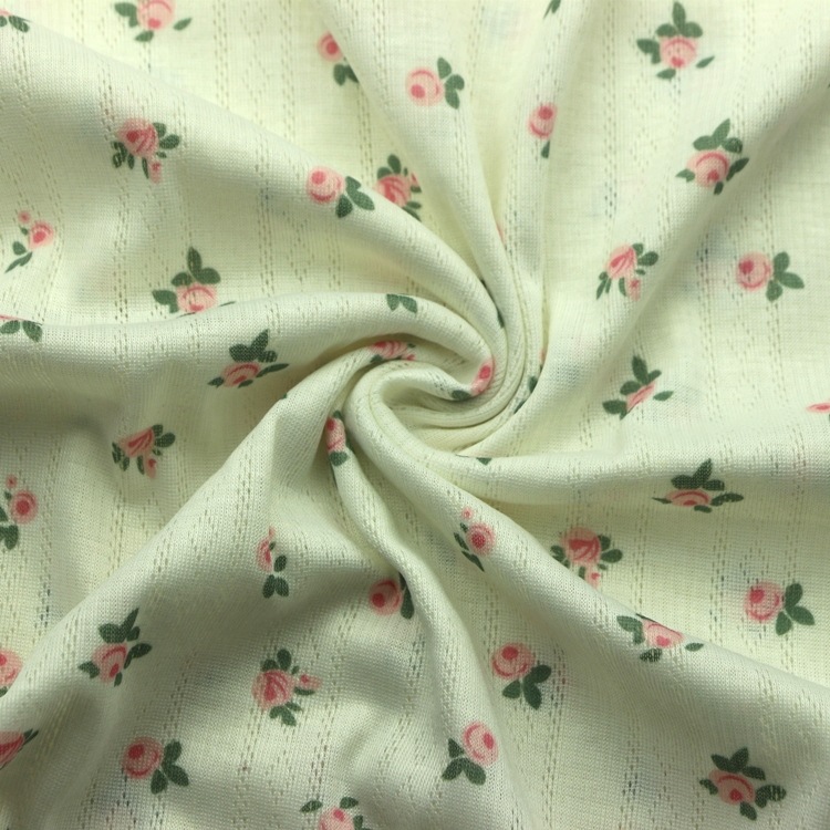 数码印花BM风法式小碎花镂空电脑大提花螺纹布移圈罗纹布服装面料