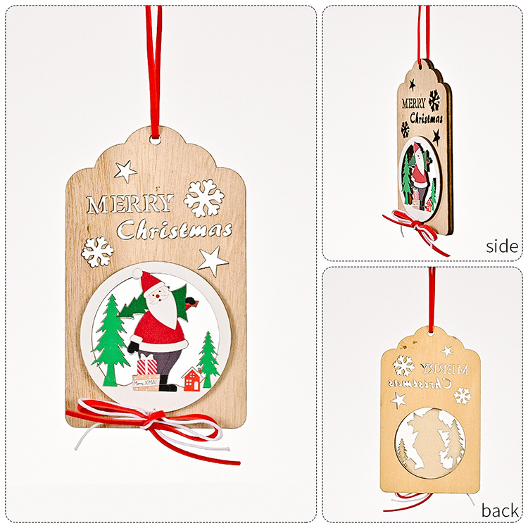 Wholesale Wooden Hollow Bow Print Christmas Pendant Nihaojewelry display picture 1