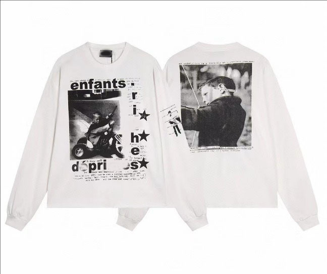 2024 New Melancholic Rich Second Generation Character Vintage Photo Print Loose Casual Round Neck Long Sleeve T-shirt_voghion.com