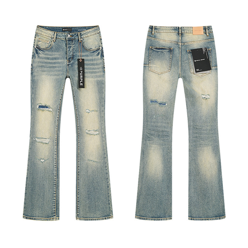 PURPLE BRAND JEANS美潮高街男士休闲破洞设计款修身显瘦牛仔长裤|undefined