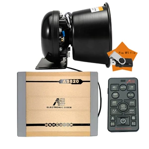 Car-mounted wireless alarm and voice announcement system, MP3 siren with high-pitched speaker, AS820D + round speaker