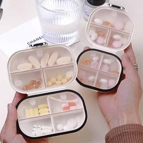 Portable medicine dispensing box, three meals a day, seven days a week, pill splitter, sealed, moisture-proof multi-grid medicine box
