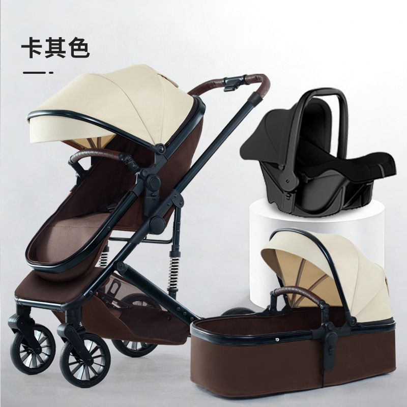 Personalizado alto paisaje cochecito de bebé se puede sentar y acostarse plegable cuatro estaciones cochecito de bebé universal cuatro ruedas antichoque coche bb