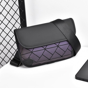 Street Trendy Men's Bag New Style Personalized Rhombic Men's Shoulder Bag Crossbody Small Bag Ultra-thin Crossbody Backpack for Men