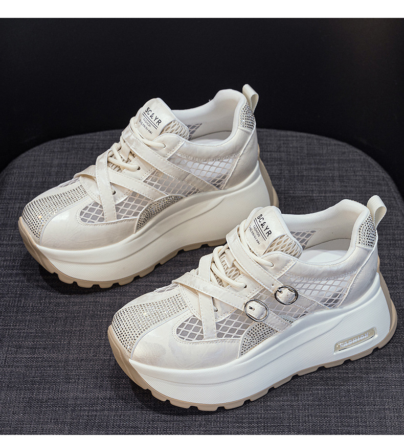 Giày sneaker nữ đế dày phong cách Hàn Quốc, gót 8 cm, form cổ điển — Vàng 5072, Be 5072 chi tiết 16