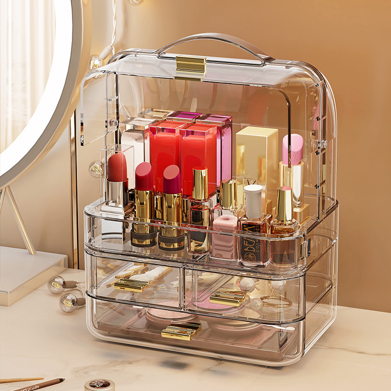 Caja de almacenamiento de cosméticos de alta calidad de gran capacidad de escritorio collar de estante de ropa de tocador caja de almacenamiento de lápiz labial image 1