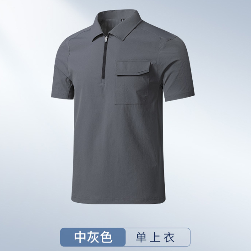 High-end media cremallera deportiva secado rápido polo polo polo camiseta de manga corta camiseta de polo hombre personalizado