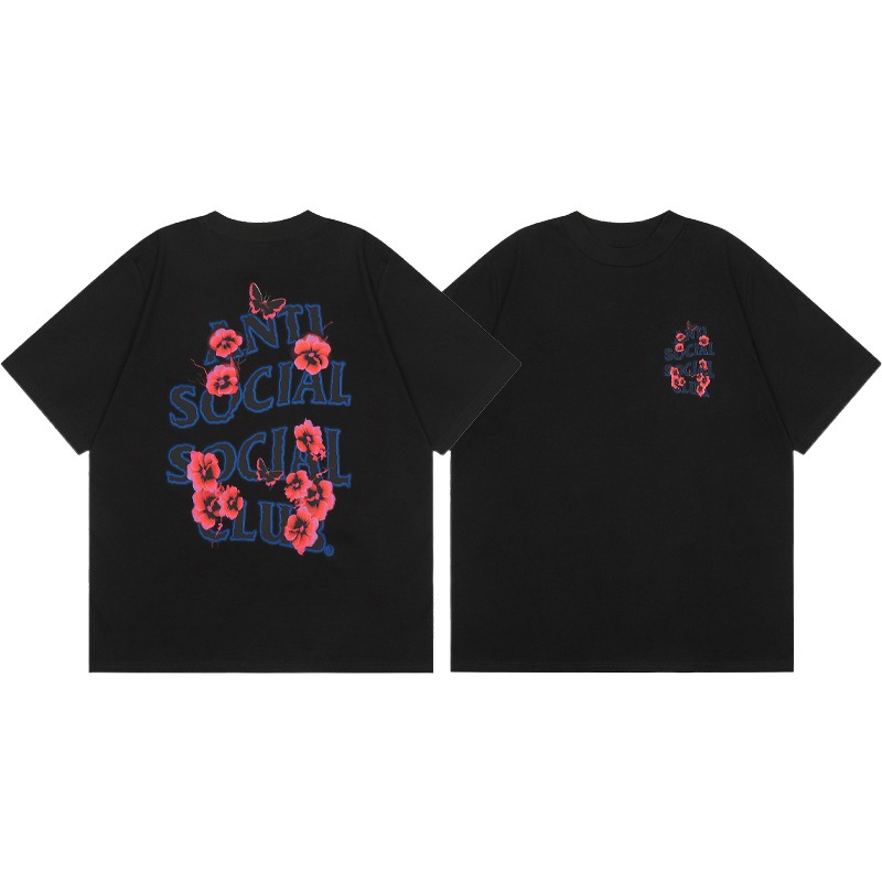 Versión correcta ASSC Club de dibujos animados relámpago impresión conjunta cuello redondo de los hombres Jersey pareja manga corta Camiseta moda