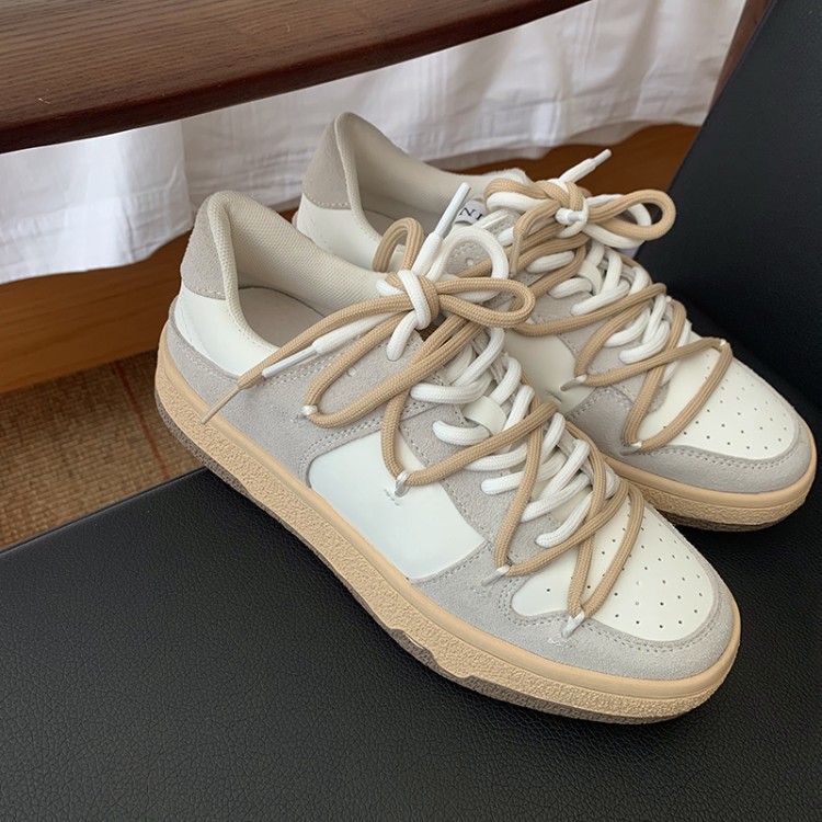 批发乐福鞋女2021年春秋新款圆头系带软皮轻便牛皮休闲鞋运动时尚