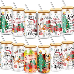 Cross-border ins style beverage coke cup bamboo lid 16oz high borosilicate glass sippy cup high color value juice cup