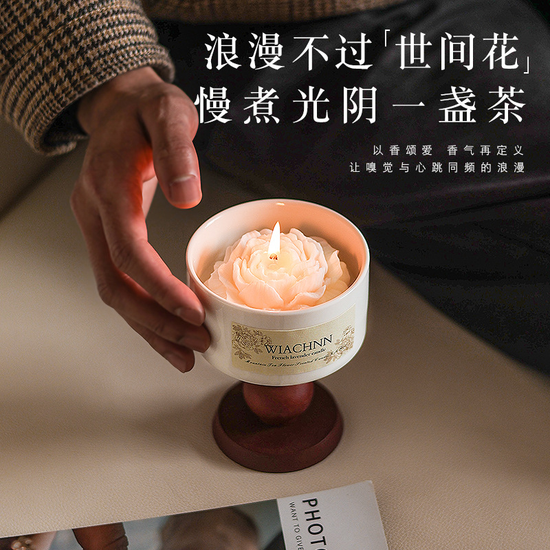 Camelia aromaterapia vela dormitorio sala de estar nicho vela de fragancia de alta gama regalo de cumpleaños regalo de mano al por mayor