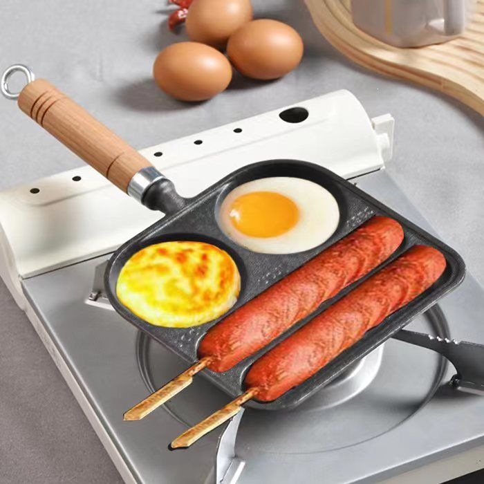 Multifunctional Deepened Egg Frying Pan Egg Burger Pan Cast Iron Mold Egg Burger Maker Non-Coated Flat Pan