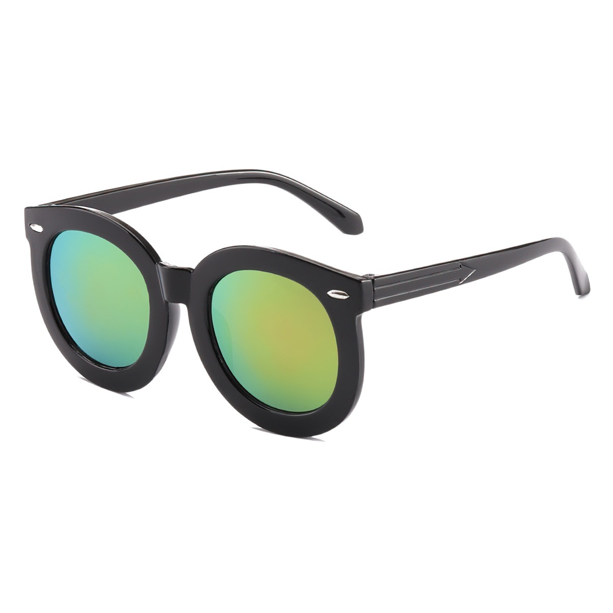 Las nuevas gafas de sol infantiles de Raine con lentes reflectantes de colores, gafas de sol con montura redonda en forma de flecha para niños.