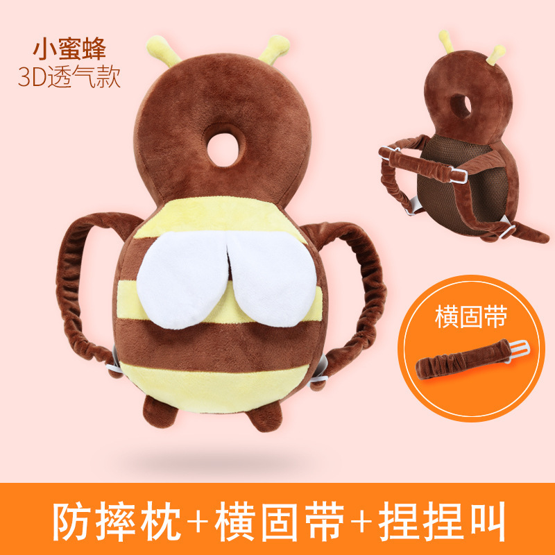Bebé para aprender a caminar almohada de caída almohada de protección de la cabeza transpirable almohada de protección de la cabeza para bebés pequeños abeja gorra de protección de la cabeza de caída