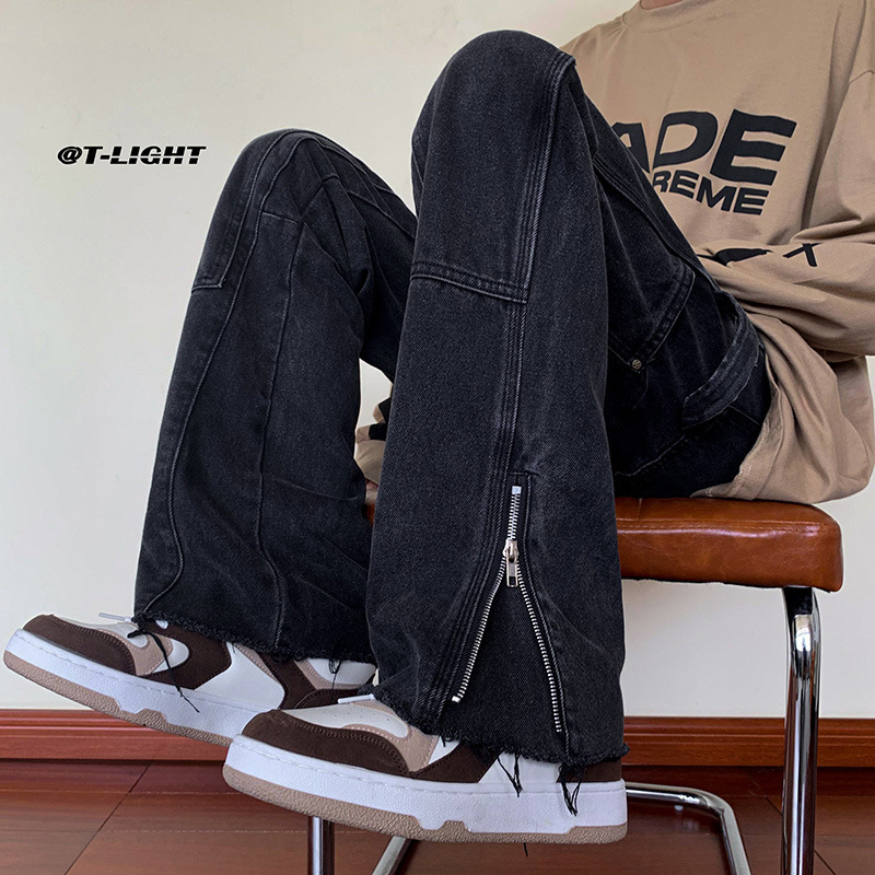 Skinny wide-leg jeans for women autumn and winter New plus size American vibe High Street niche high waist slimming long pants fashion