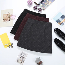 实拍波点毛呢半身裙 2025韩版新款高腰a字简约百搭防走光短裙9220